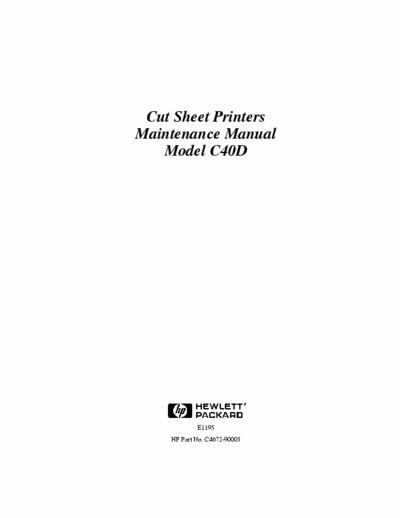 HP C40D HP C40D Cut Sheet Printers Maintenance Manual